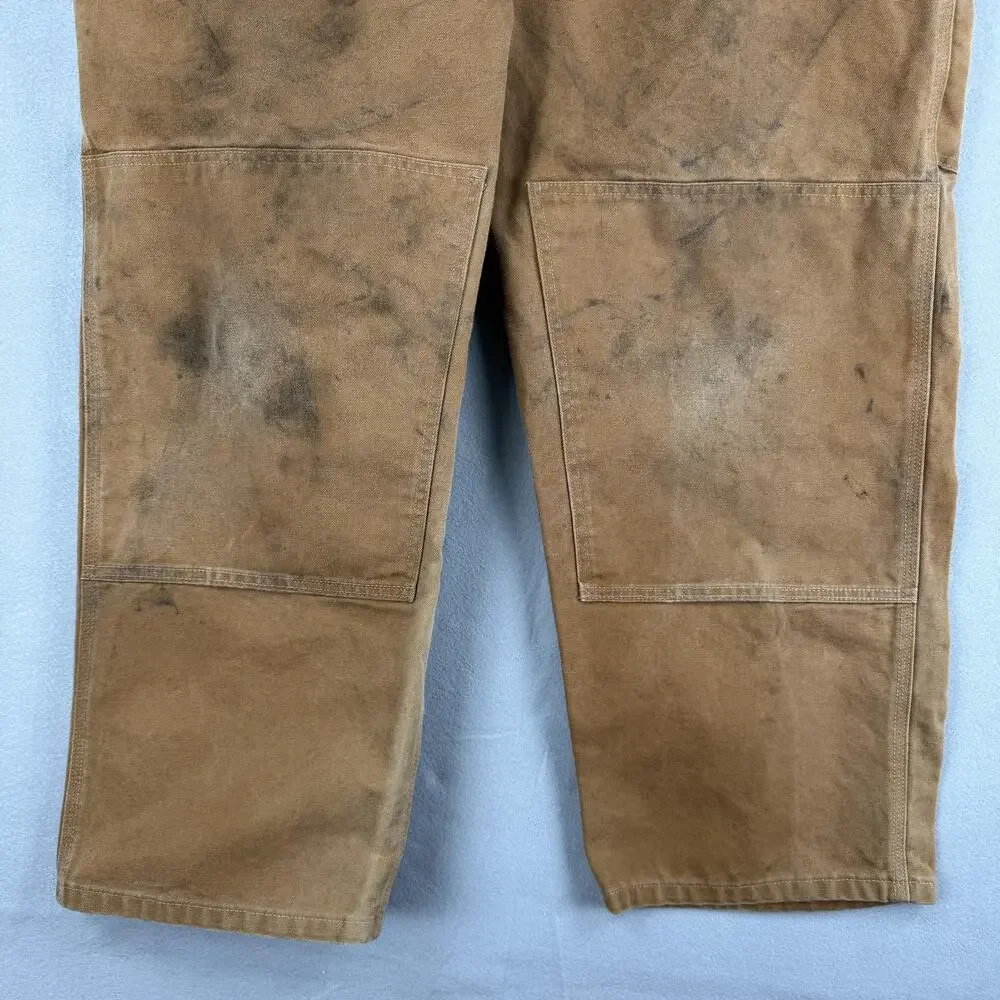 Carhartt Overalls Mens 42x28 Brown Duck Canvas Bib Workwear Carpenter Grunge - Picture 7 of 9